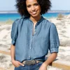 Jeansbluse mit Puffärmeln