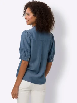 Jeansbluse mit Puffärmeln