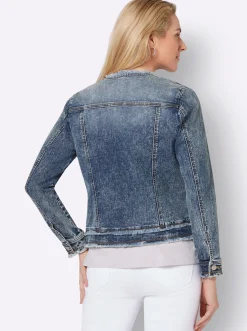 Jeansjacke mit Fransen an den Absschlüssen