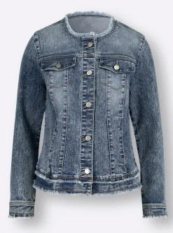 Jeansjacke mit Fransen an den Absschlüssen