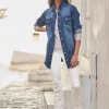 Jeansjacke mit Fransen-Kante, Longform