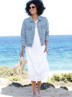 Jeansjacke mit Streifen-Struktur