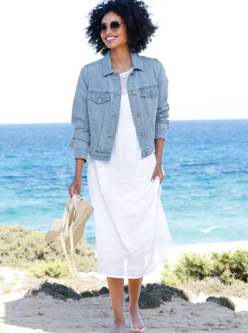 Jeansjacke mit Streifen-Struktur