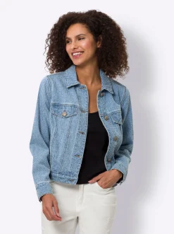 Jeansjacke mit Streifen-Struktur