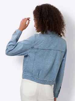 Jeansjacke mit Streifen-Struktur