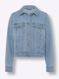 Jeansjacke mit Streifen-Struktur