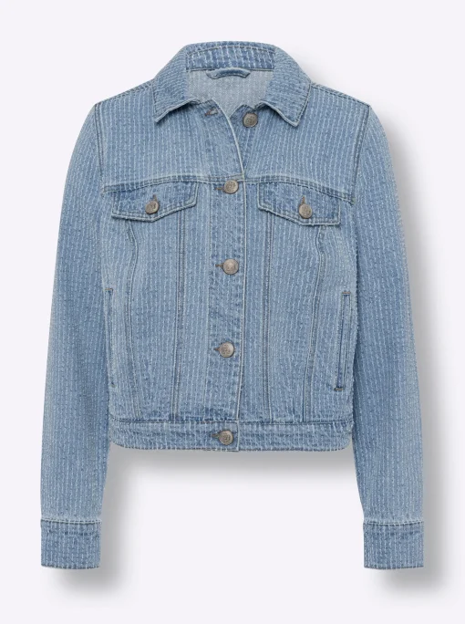 Jeansjacke mit Streifen-Struktur