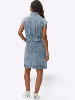 Jeanskleid mit Druckknopf-Leiste