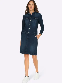 Jeanskleid mit Reißverschluss und Knopfleiste