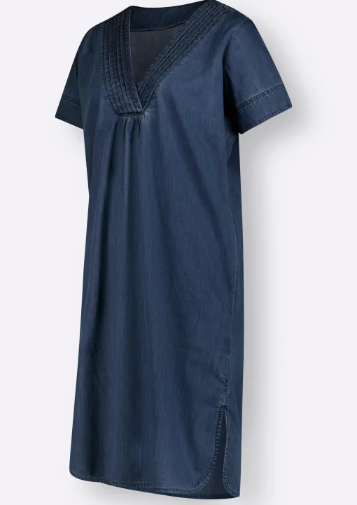 Jeanskleid mit V-Ausschnitt, Baumwolle