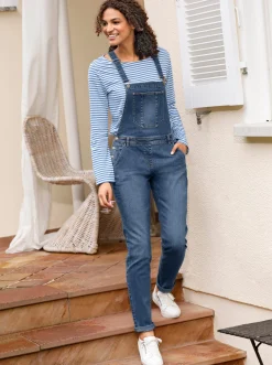 Jeanslatzhose in Used-Optik