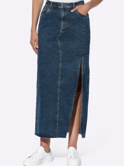 Jeansrock mit extra langem Seitenschlitz
