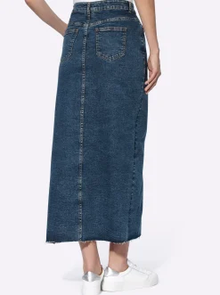 Jeansrock mit extra langem Seitenschlitz