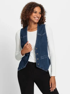 Jeansweste mit spitz zulaufendem Saum
