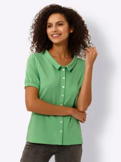 Jersey-Bluse mit Puffärmeln