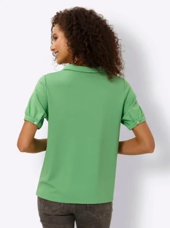Jersey-Bluse mit Puffärmeln