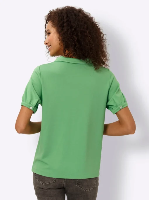 Jersey-Bluse mit Puffärmeln