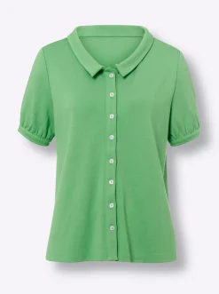 Jersey-Bluse mit Puffärmeln