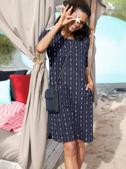 Jerseykleid im maritimen Dessin