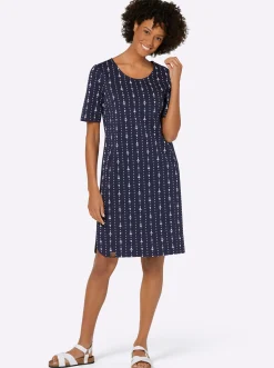 Jerseykleid im maritimen Dessin