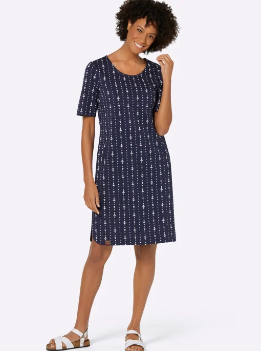 Jerseykleid im maritimen Dessin