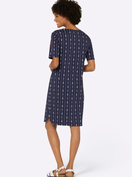 Jerseykleid im maritimen Dessin