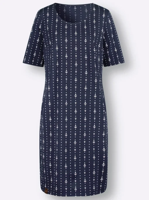 Jerseykleid im maritimen Dessin