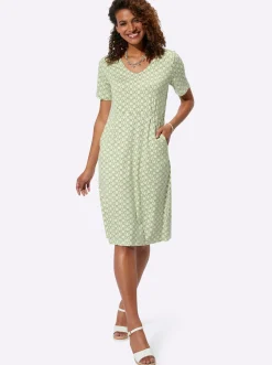 Jerseykleid in Schlupfform, bedruckt