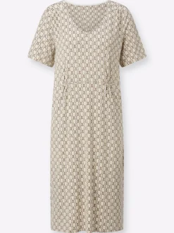 Jerseykleid in Schlupfform, bedruckt