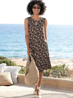 Jerseykleid mit Blätter-Print