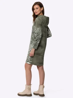 Jerseykleid mit Kapuze, Animal-Druck
