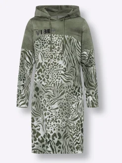 Jerseykleid mit Kapuze, Animal-Druck