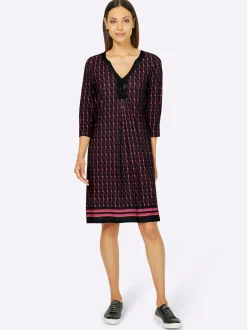 Jerseykleid mit Kontraststreifen