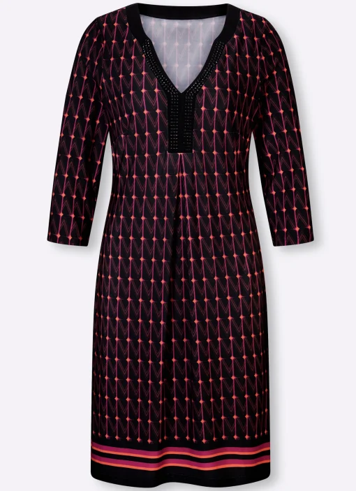 Jerseykleid mit Kontraststreifen