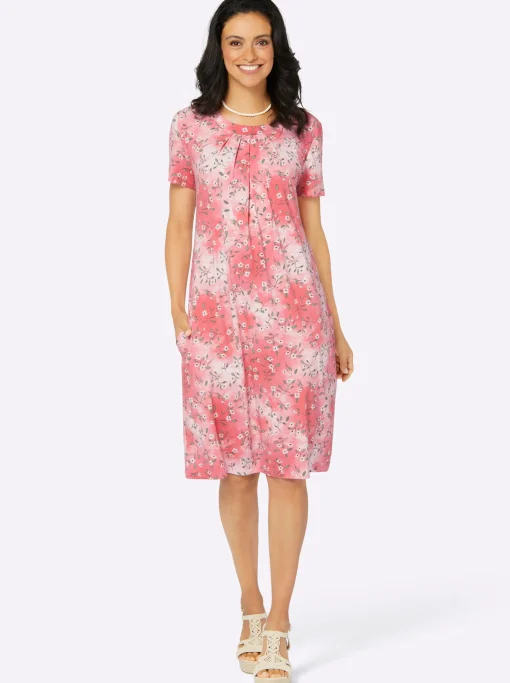 Jerseykleid mit Nahttaschen, bedruckt
