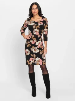 Jerseykleid mit seitlicher Taillenraffung