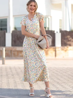 Jerseykleid mit Smok-Partie hinten