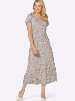 Jerseykleid mit Smok-Partie hinten