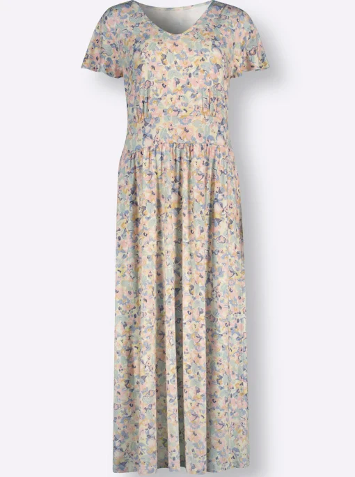 Jerseykleid mit Smok-Partie hinten