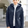 Kapuzenfleecejacke mit Umlegekragen