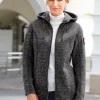 Kapuzenfleecejacke mit Umlegekragen