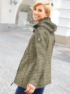Kapuzenfleecejacke mit Umlegekragen