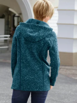 Kapuzenfleecejacke mit Umlegekragen