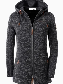 Kapuzenfleecejacke mit Umlegekragen