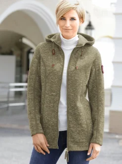 Kapuzenfleecejacke mit Umlegekragen