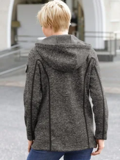 Kapuzenfleecejacke mit Umlegekragen