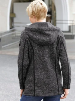 Kapuzenfleecejacke mit Umlegekragen