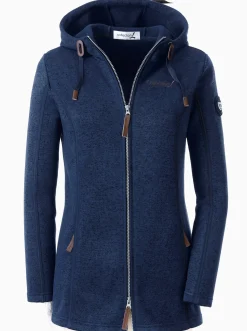 Kapuzenfleecejacke mit Umlegekragen