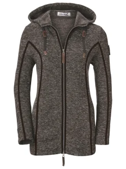 Kapuzenfleecejacke mit Umlegekragen