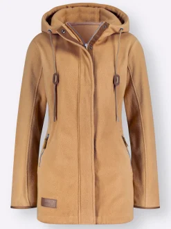 Kapuzenfleecejacke mit verdecktem Reißverschluss